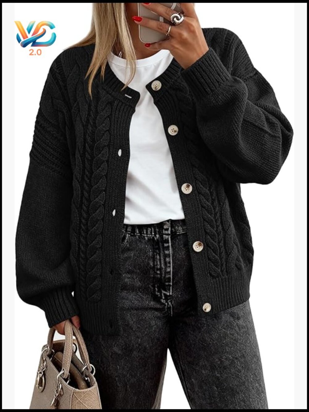 Chunky Cardigan Button Down Cable Knit Long Sleeve Winter